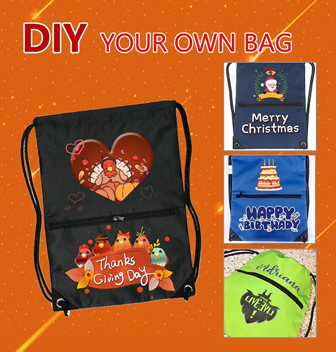 HOLYLUCK Drawstring Backpack Bag Sport Gym Sackpack - Image 2